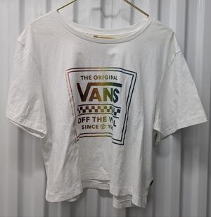 Vans White Tee with Rainbow Graphic